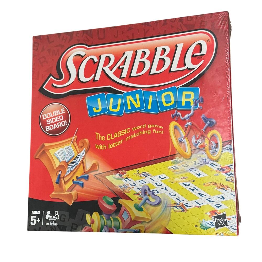Scrabble Junior Board Game Double Sided 2012 Hasbro 05842 Factory Sealed New